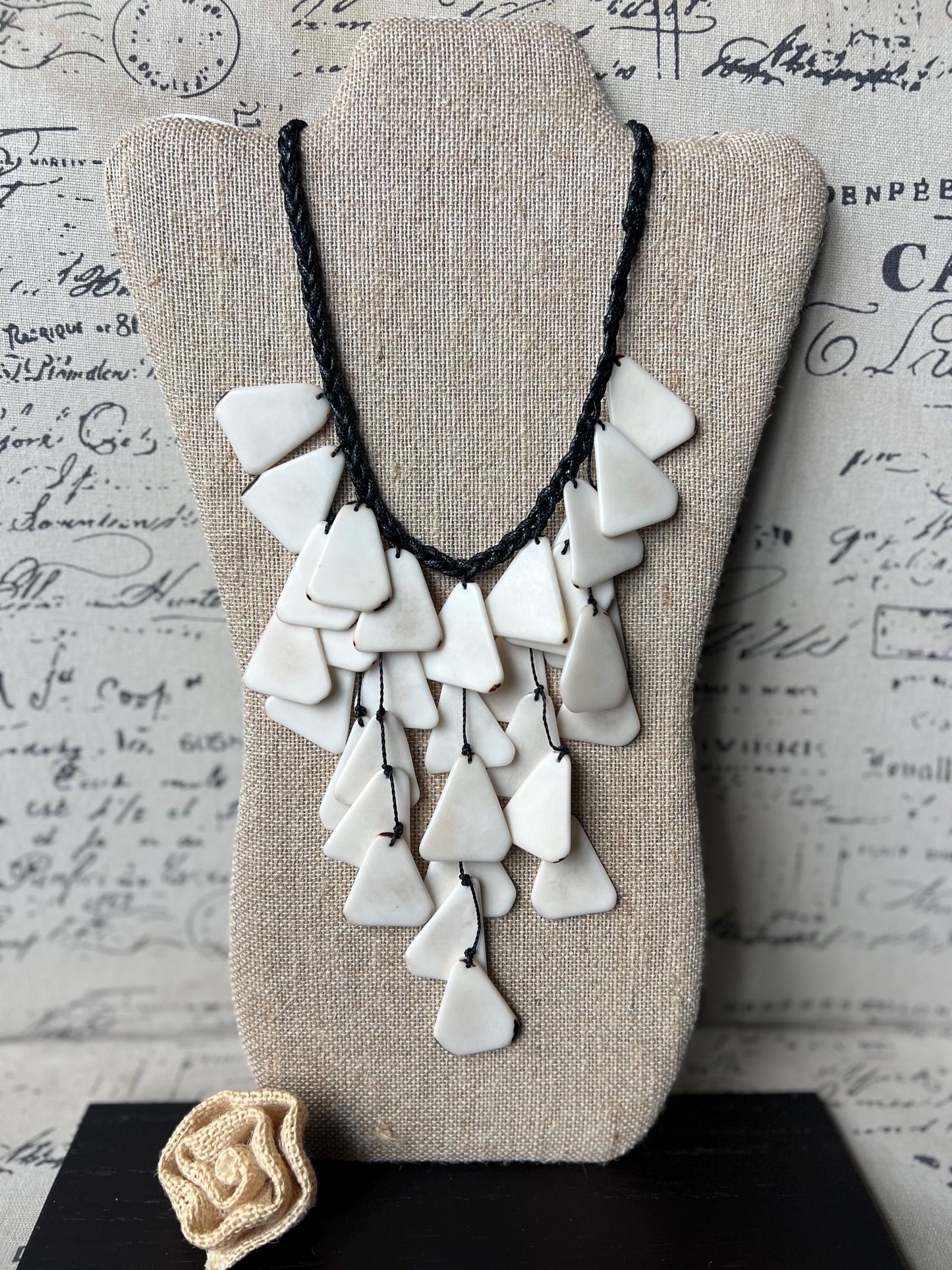 White statement necklace 14 year wedding anniversary gift for wife Tagua jewelry Big bold chunky necklace Summer fashion Trendy jewelry
