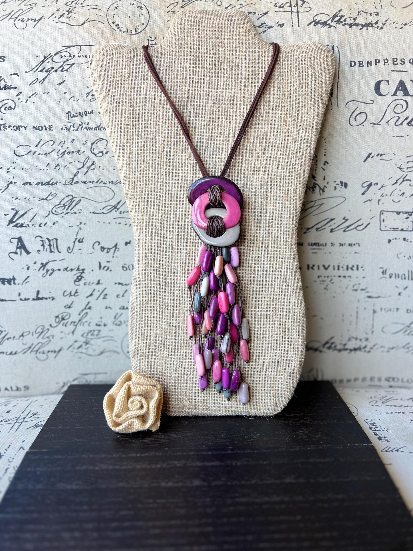 Pink and gray necklace.
macrame necklace.
Statement necklace.Gifts for mom.
Wearable art.
Artsy gifts.