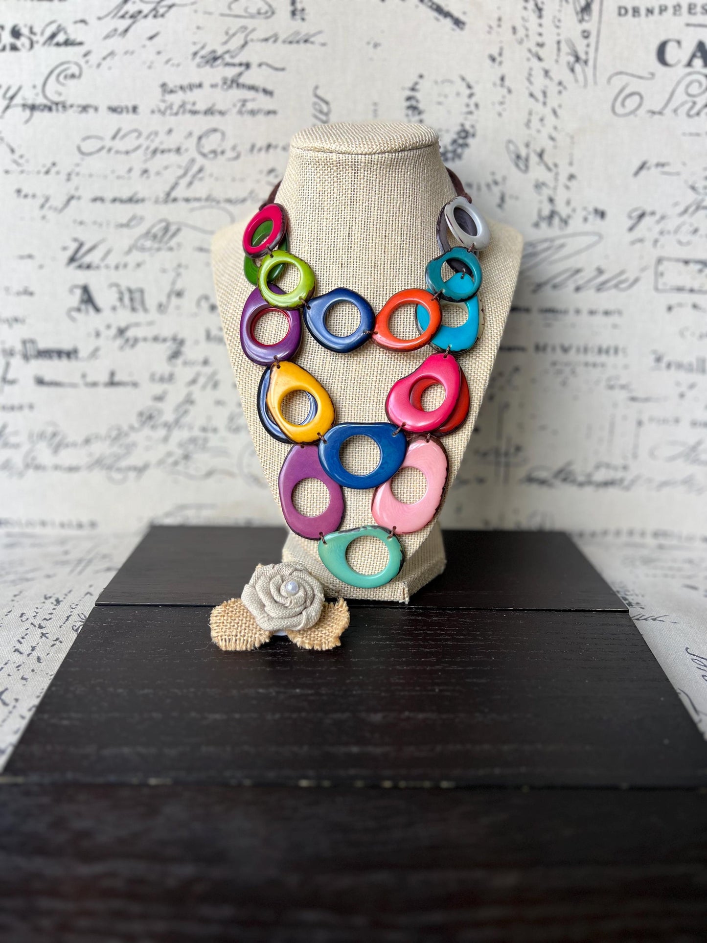 Multi layer beaded Necklace Rainbow statement necklace Wearable art Art to wear necklace Adjustable cord Triple strand Mothers day gifts