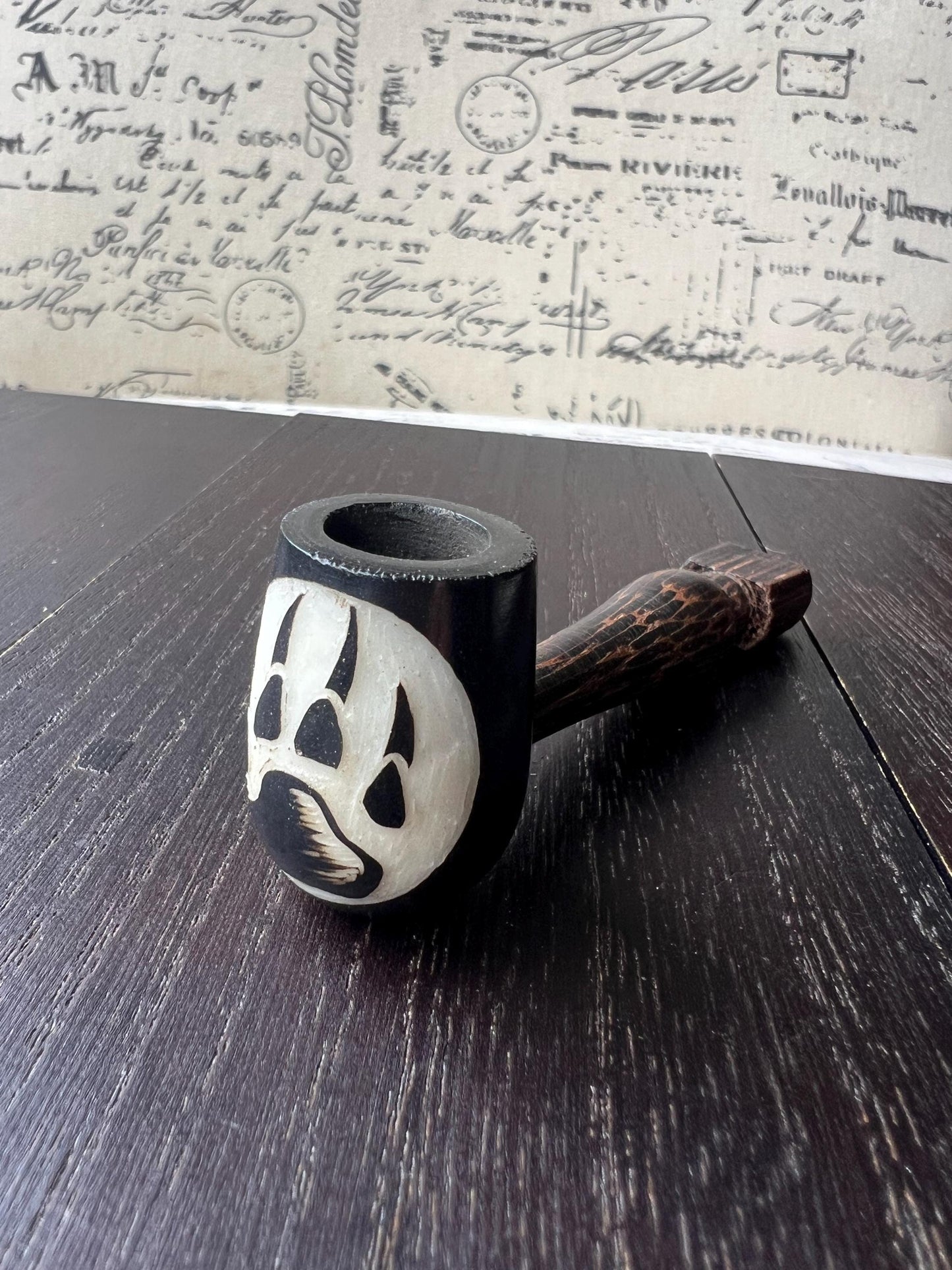 Bear claw smoking pipe Handcrafted smoking bowl Shaman accessories Handmade tagua and wood One of a kind tribal hand pipe Ceremonial ritual