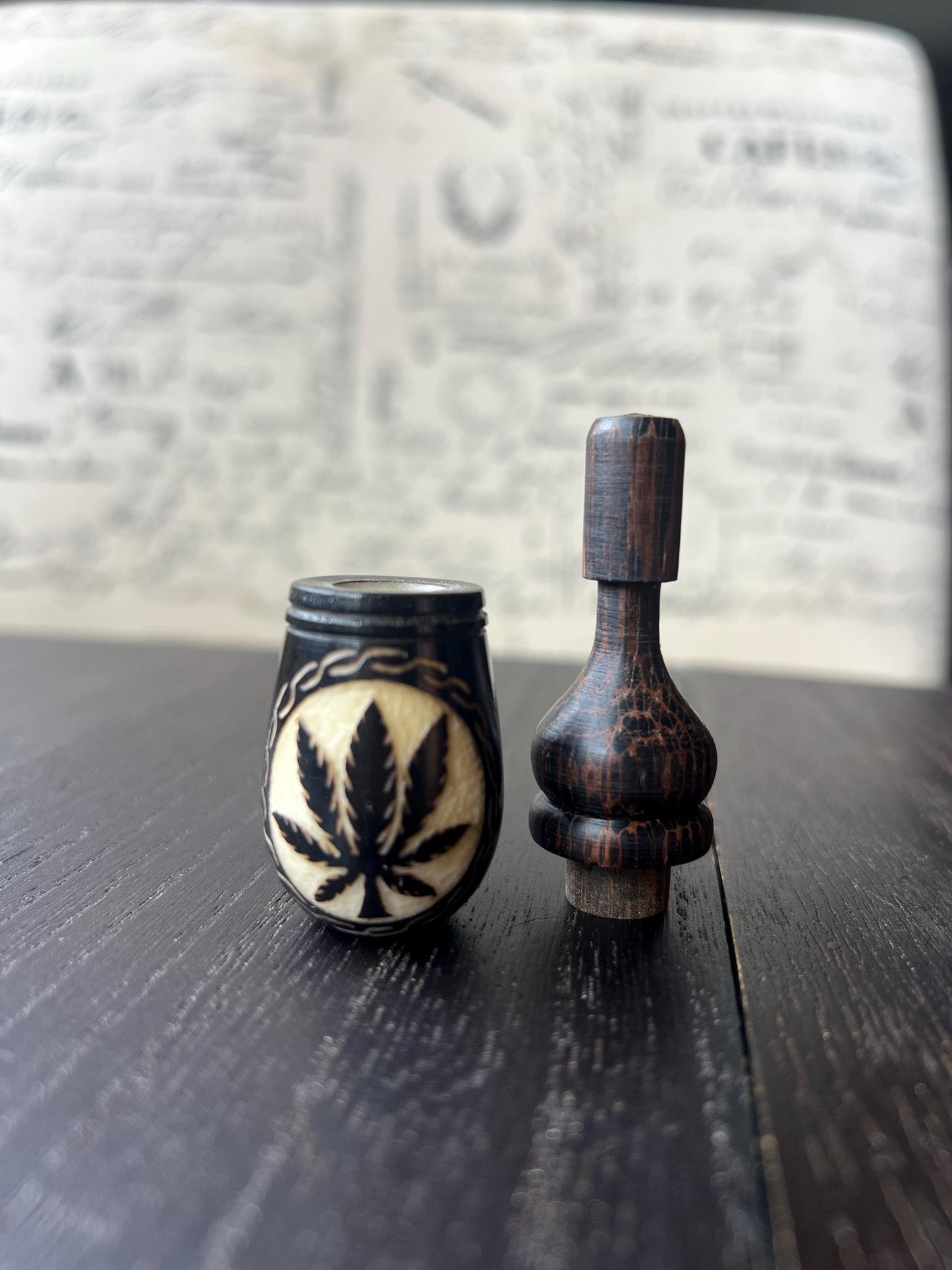 Handmade Tagua Nut Pipe: Organic Chonta Wood, Shamanic Herb Accessory