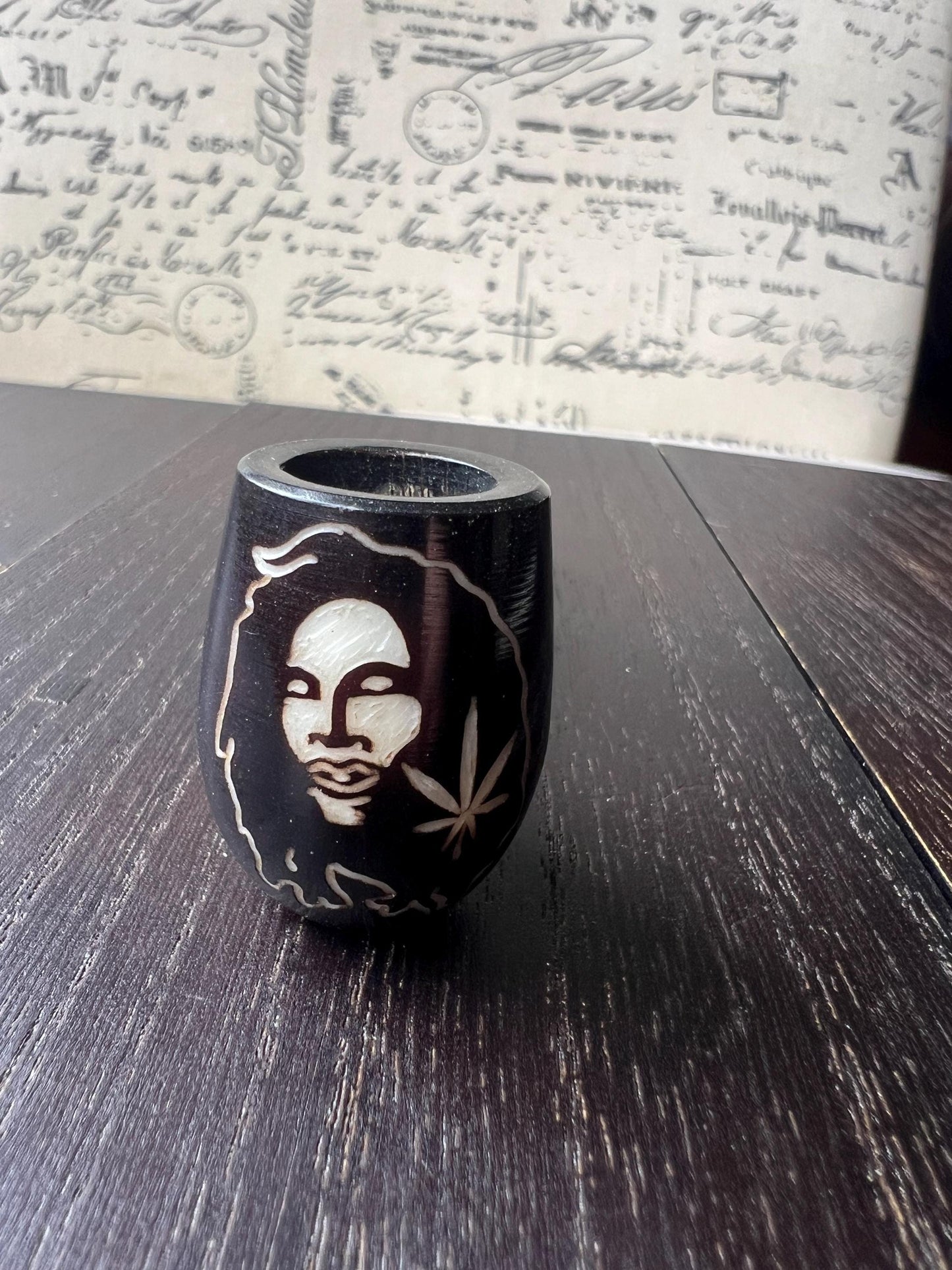 Leaf smoking pipe Handcrafted smoking bowl Rasta tobacco pipe Handmade tagua nut and wood Unique travel pipe Ceremonial shaman ritual