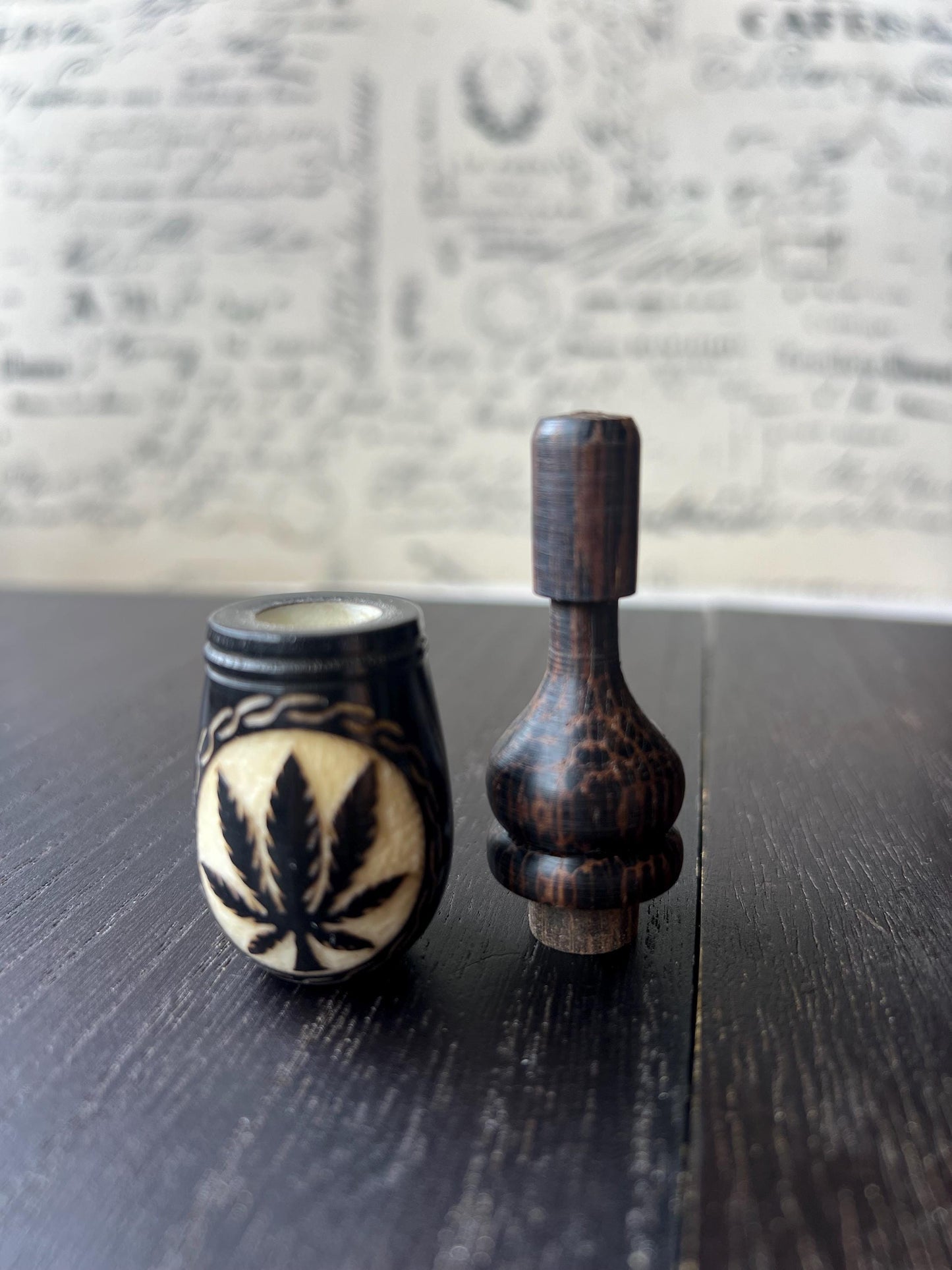 Plant wood pipe Tagua nut and smoking small pipe Hand held leaf pipe Ceremonial pipe Shamanic healing Smoking herbs accessories Pocket pipe