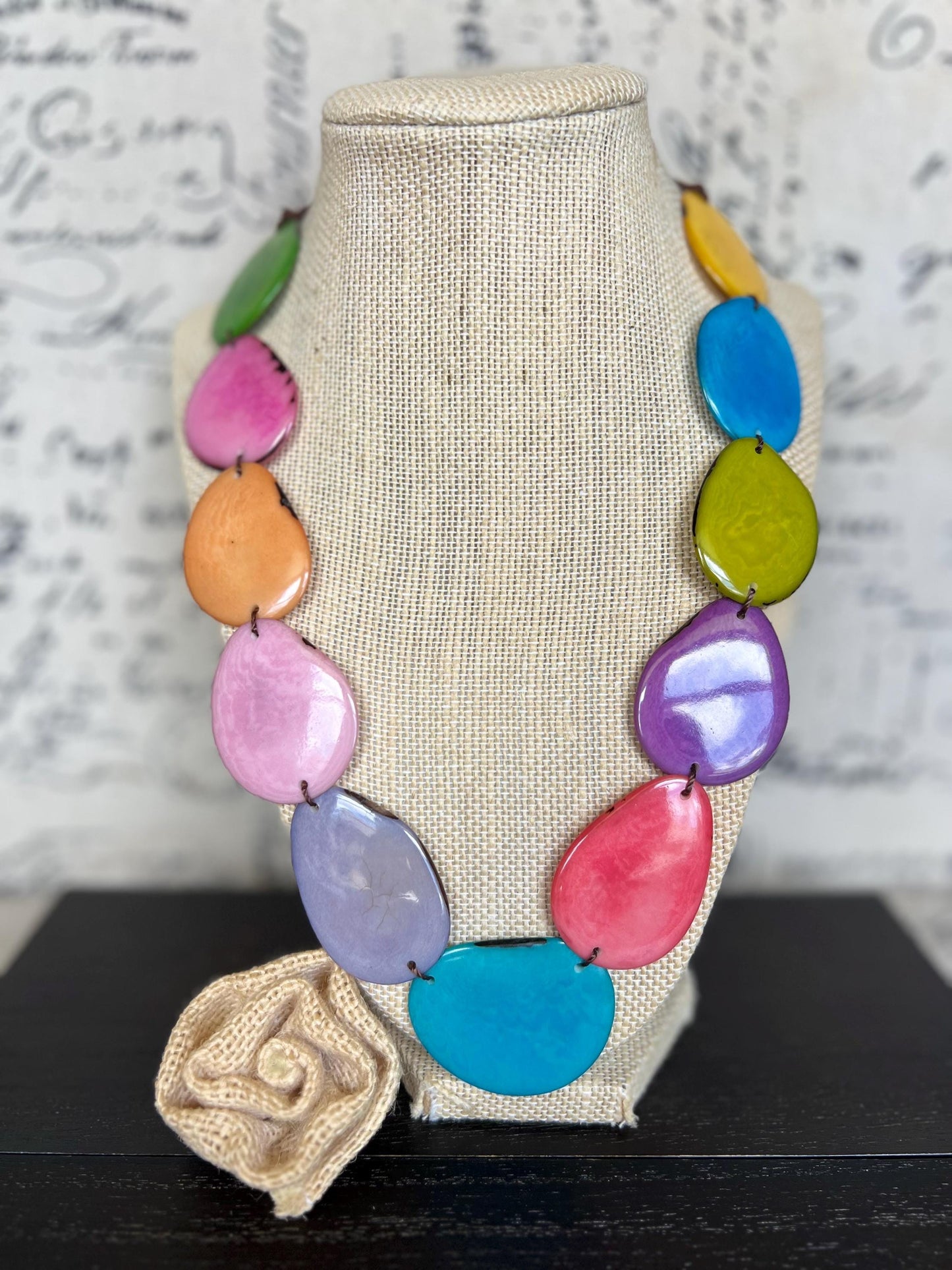 Rainbow simple necklace Tagua jewelry Mothers day gift Adjustable cord Wearable art Spring fashion 2025 Handmade beaded necklace Lightweight