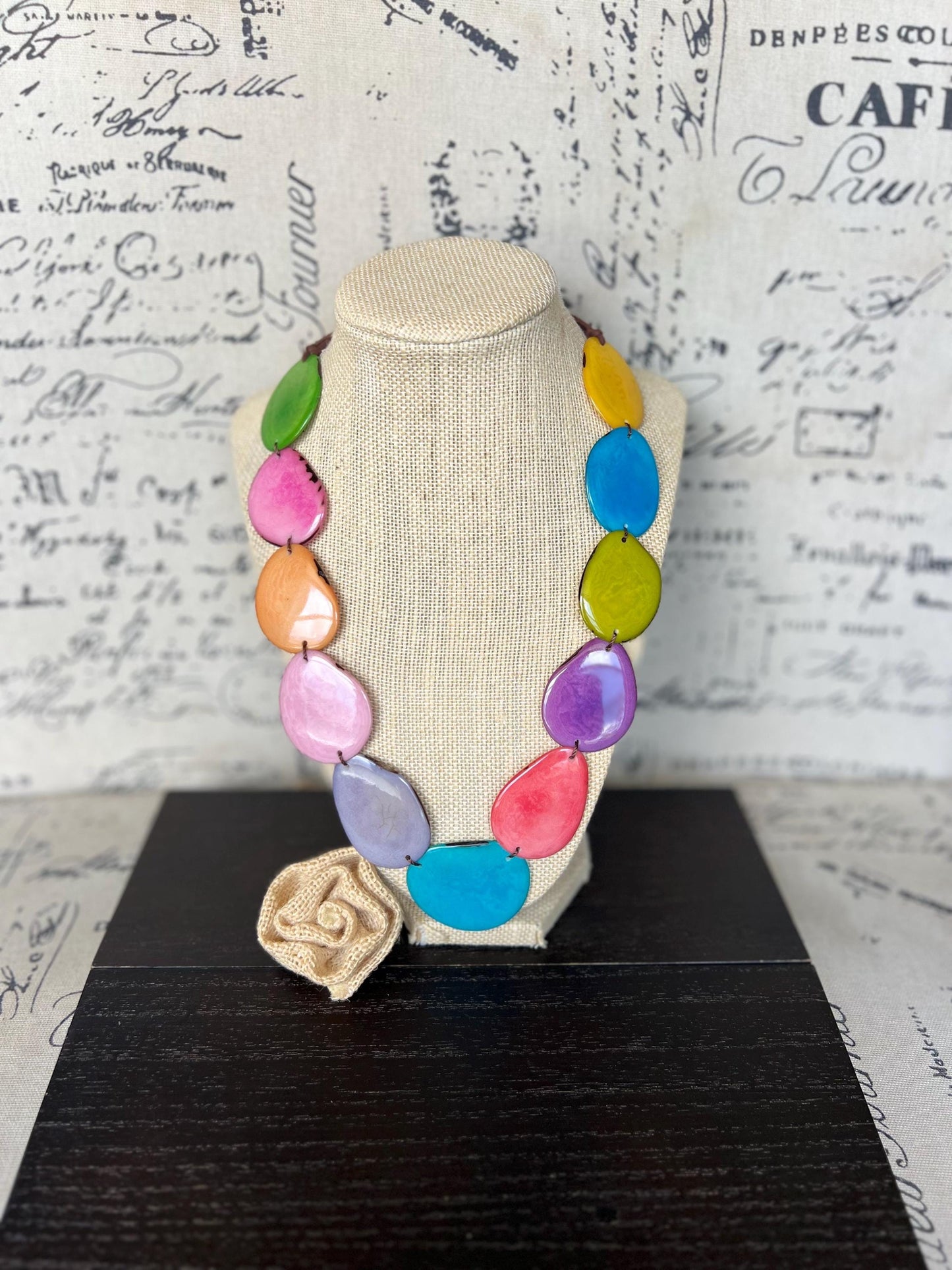Rainbow simple necklace Tagua jewelry Mothers day gift Adjustable cord Wearable art Spring fashion 2025 Handmade beaded necklace Lightweight