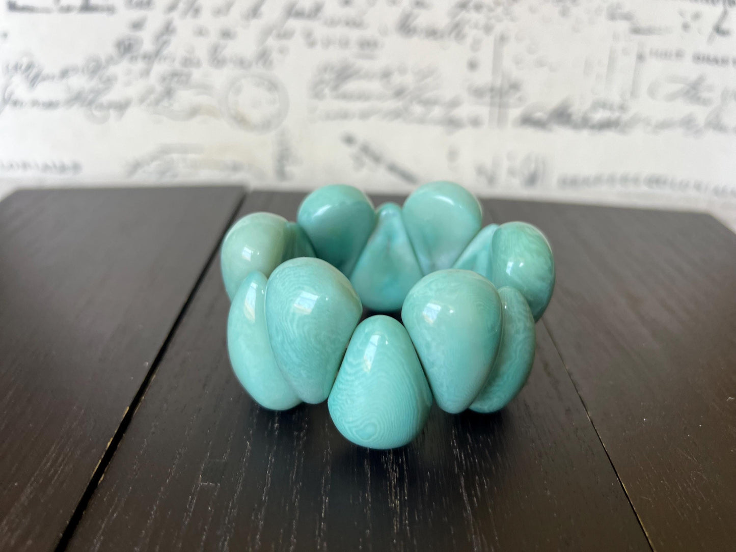 Aqua statement bracelet Stretch bead bracelet Tagua bracelet Mothers day gifts Chunky bracelet Elastic stretch bracelet Wearable art Organic