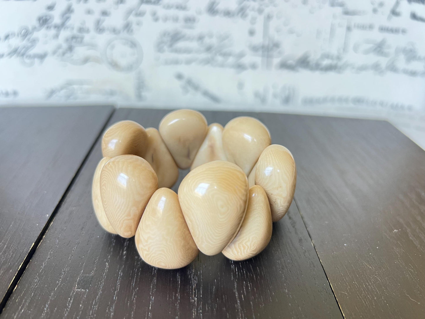 Khaki statement bracelet Stretch bead bracelet Tagua bracelet Mothers day gifts Spring fashion 2025 Elastic stretch bracelet Easter basket