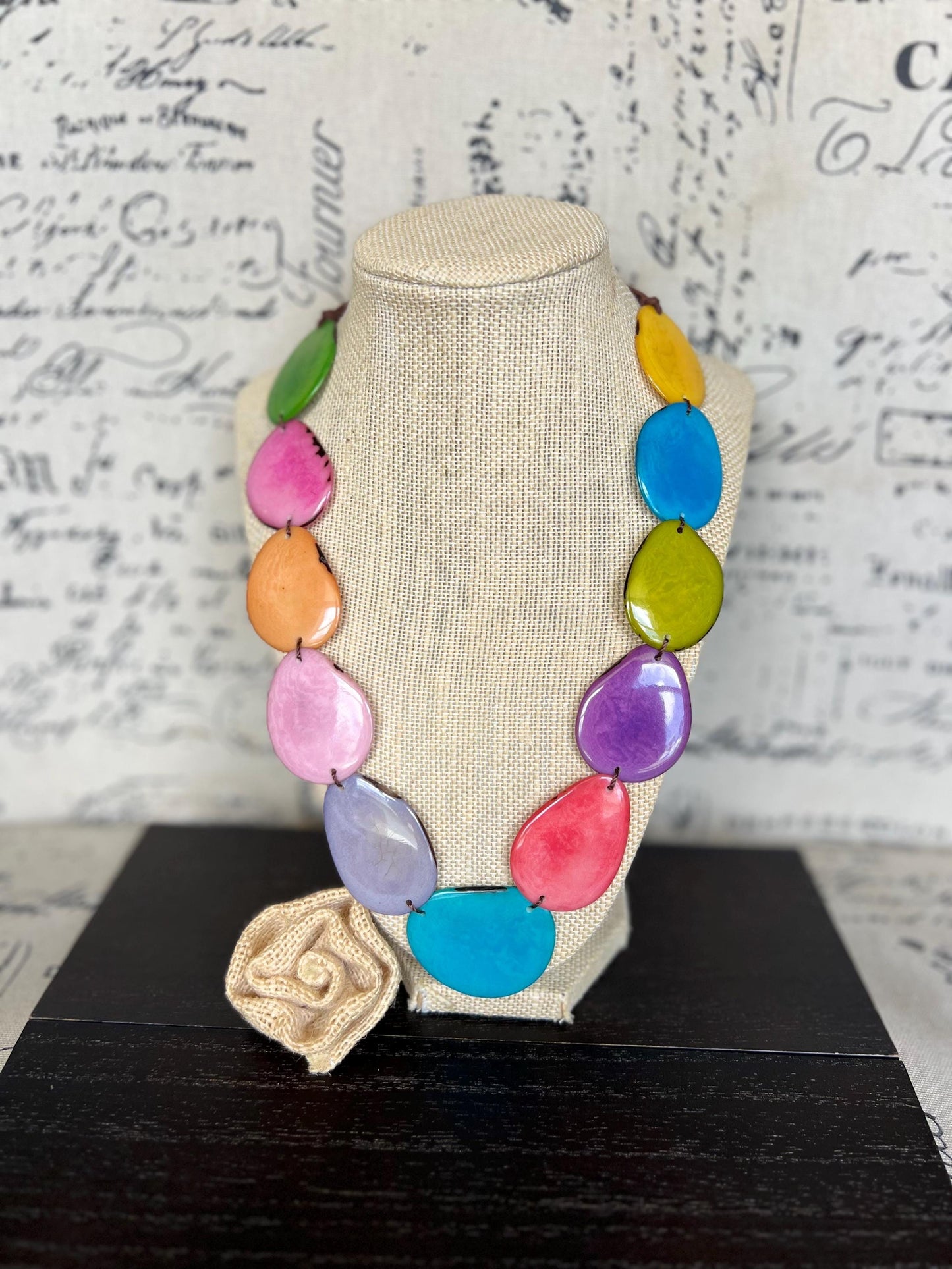 Rainbow simple necklace Tagua jewelry Mothers day gift Adjustable cord Wearable art Spring fashion 2025 Handmade beaded necklace Lightweight