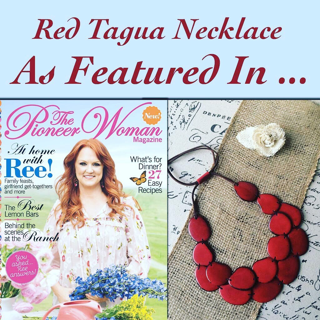 Red Tagua necklace Big bold chunky necklace statement Summer fashion style Anniversary gift for wife Double layer bib Two 2 strand collar