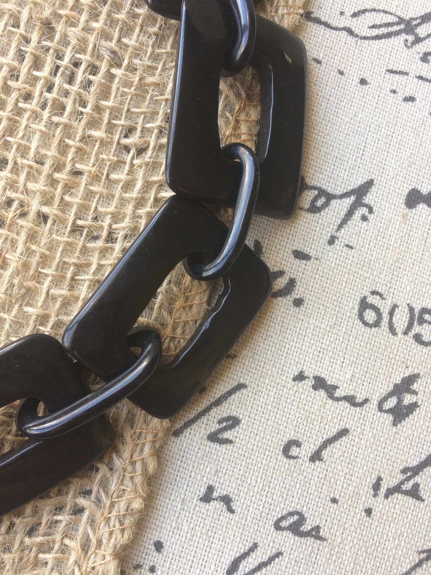Black chunky chain link necklace Tagua nut jewelry Oversized beads Geometric statement necklace Adjustable Fall fashion trends