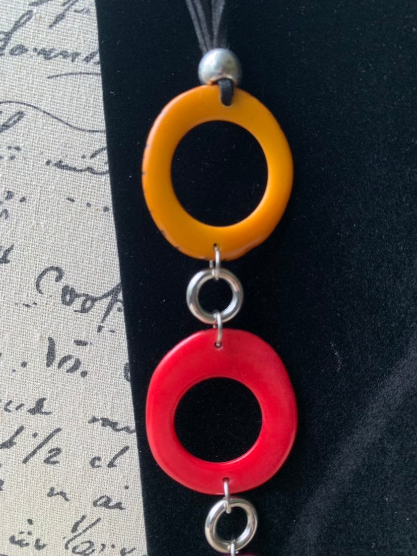 Rainbow Tagua necklace Lightweight Unusual jewelry Huge handmade bead Statement collar Beach fashion style Mother's day gifts for wife