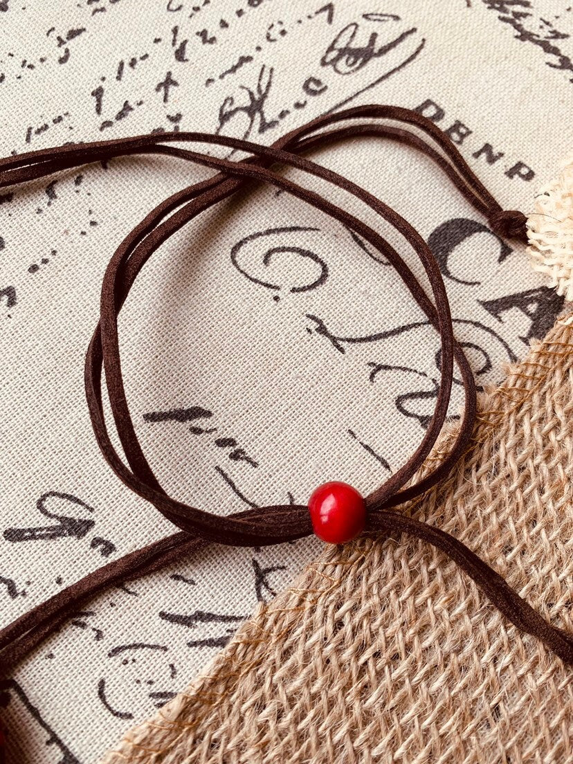 Red beaded necklace Tagua jewelry Anniversary gift for wife Handmade collar with adjustable leather Mother’s Day gifts Spring fashion