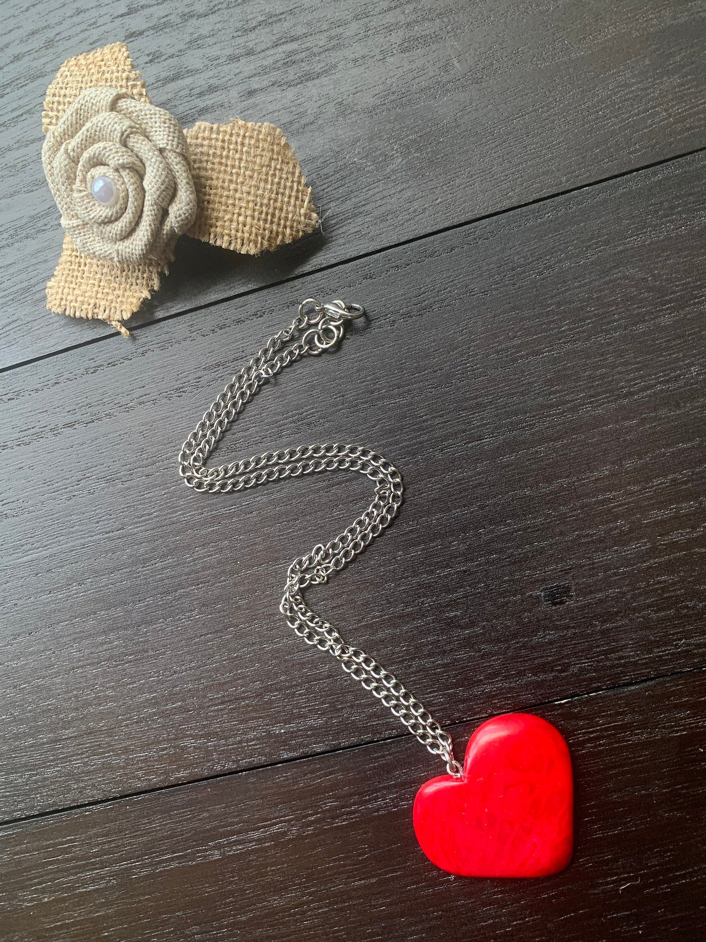 Red heart pendant Anniversary gift for wife Necklace Love jewelry Minimalist necklace Birthday gifts under 20 Unusual Romantic present