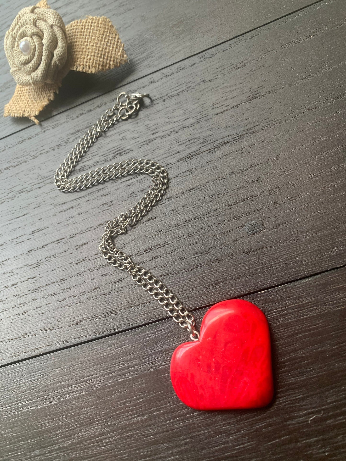 Red heart pendant Anniversary gift for wife Necklace Love jewelry Minimalist necklace Birthday gifts under 20 Unusual Romantic present