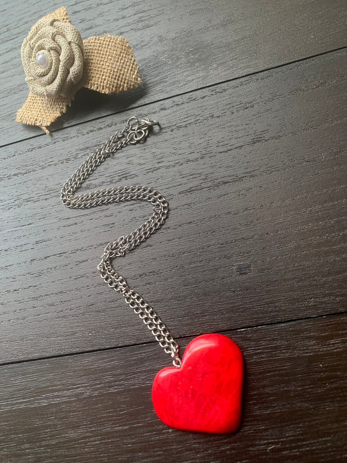 Red heart pendant Anniversary gift for wife Necklace Love jewelry Minimalist necklace Birthday gifts under 20 Unusual Romantic present
