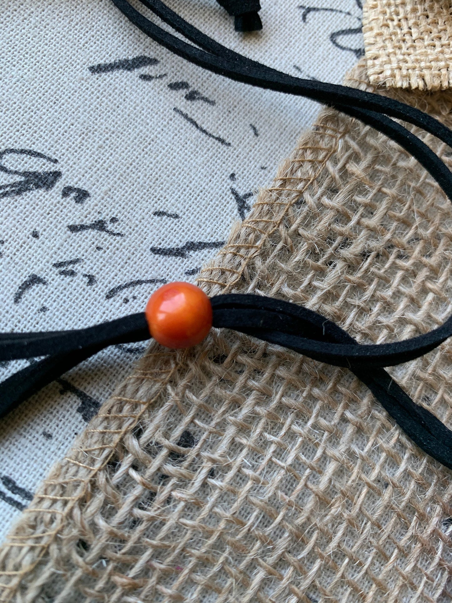 Burnt orange statement necklace Tagua jewelry Double layer bib Big bold chunky necklace Leather collar 2 two strand Wife anniversary gift