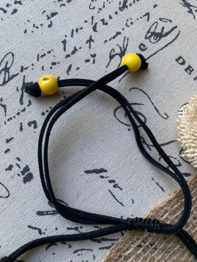 Yellow tagua necklace Statement geometric jewelry Handmade donut shape beads Fall fashion trends Boho mod adjustable collar For wedding