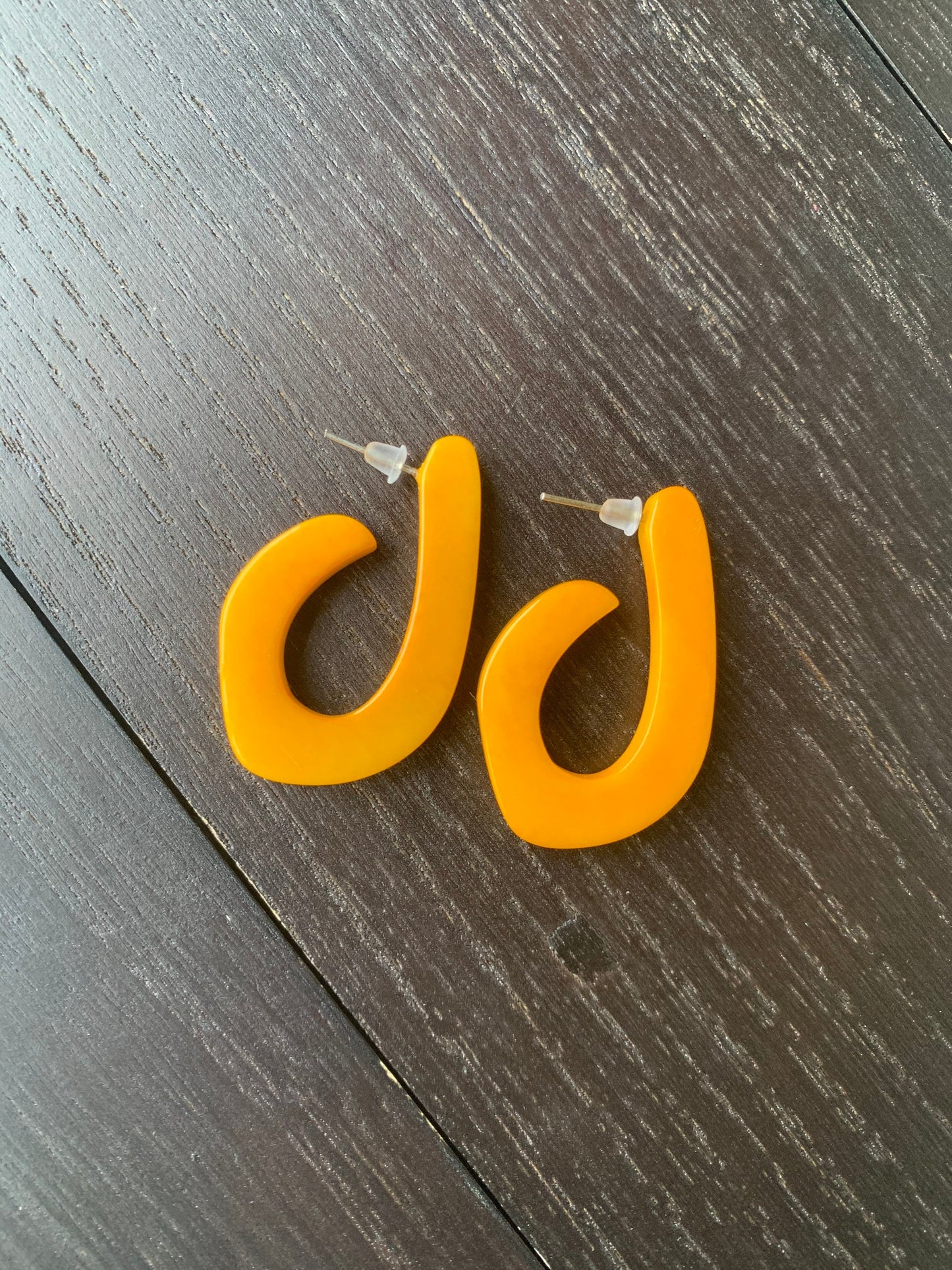 Mustard yellow statement earrings Tagua laser cut hoops Anniversary gift Birthday present Summer fashion trends Resort wear Beach style