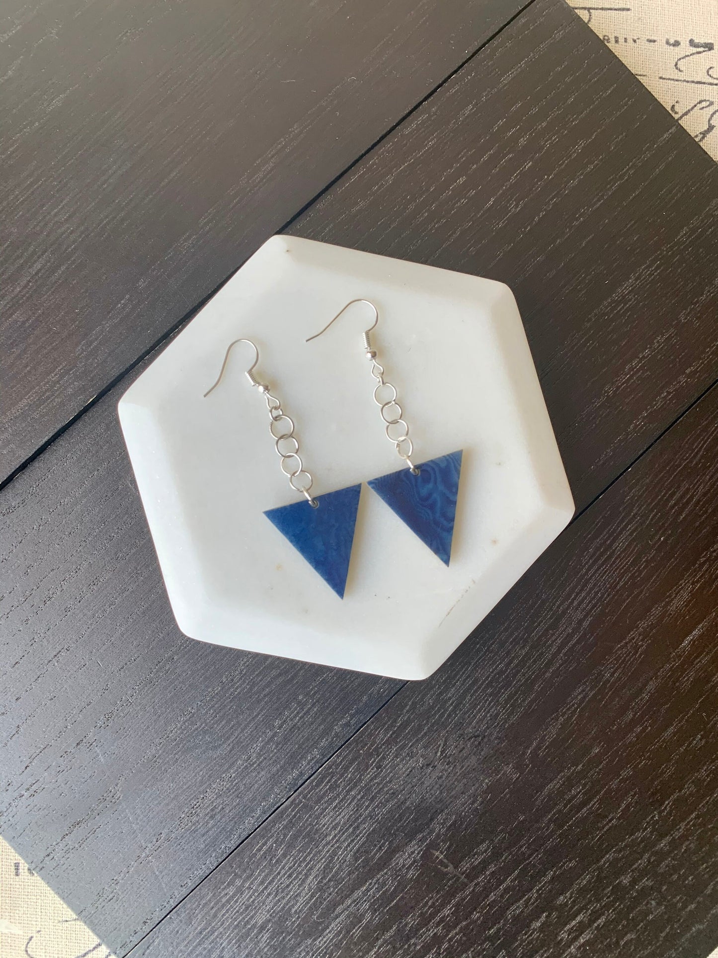 Blue geometric Tagua earrings Big dangle earrings Spring fashion trend Mod boho drops Extra long earrings Geometric Easter basket gifts