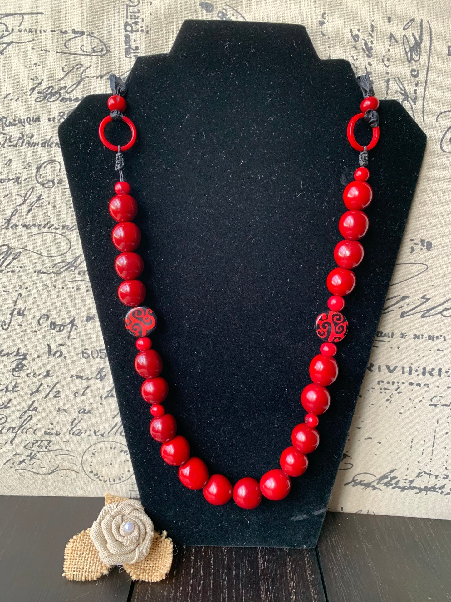 Red statement necklace with bubblegum beads Tagua necklace Mother's day gifts for wife Big bold chunky necklace Cruise fashion trends
