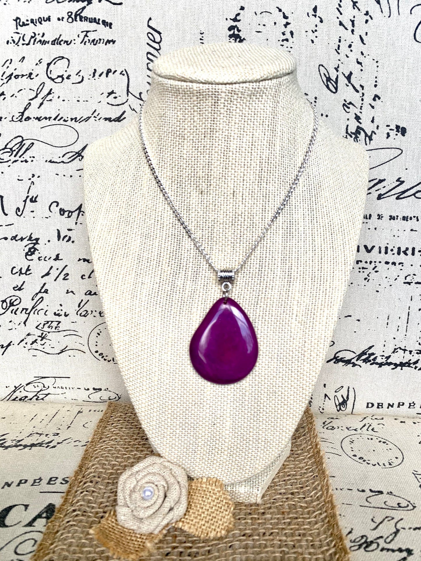 Purple Tagua pendant Anniversary gifts under 10 Fashion jewelry Handmade beaded pendant NO chain Beach fashion Spring style Handcrafted