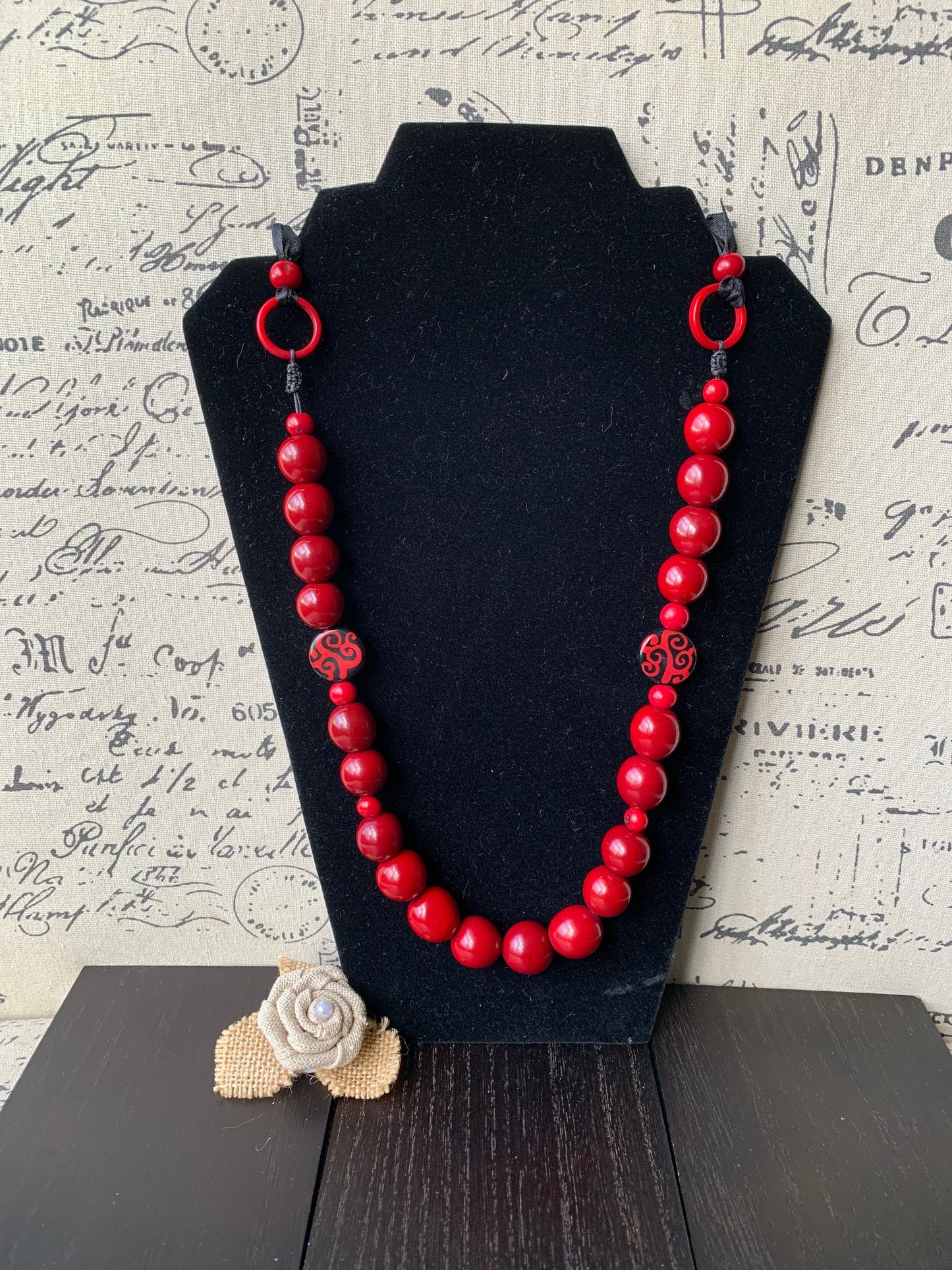 Red statement necklace with bubblegum beads Tagua necklace Mother's day gifts for wife Big bold chunky necklace Cruise fashion trends