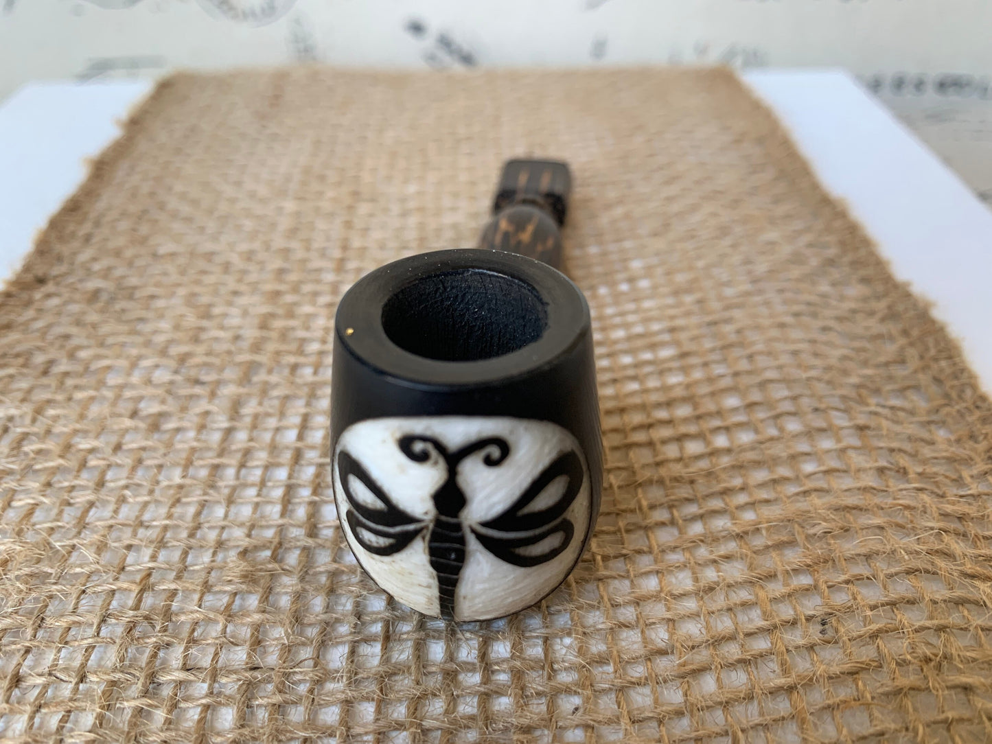 Dragonfly smoking pipe Handcrafted smoking bowl Insect smoking pipe Christmas gifts Handmade tagua and wood One of a kind tribal pipe