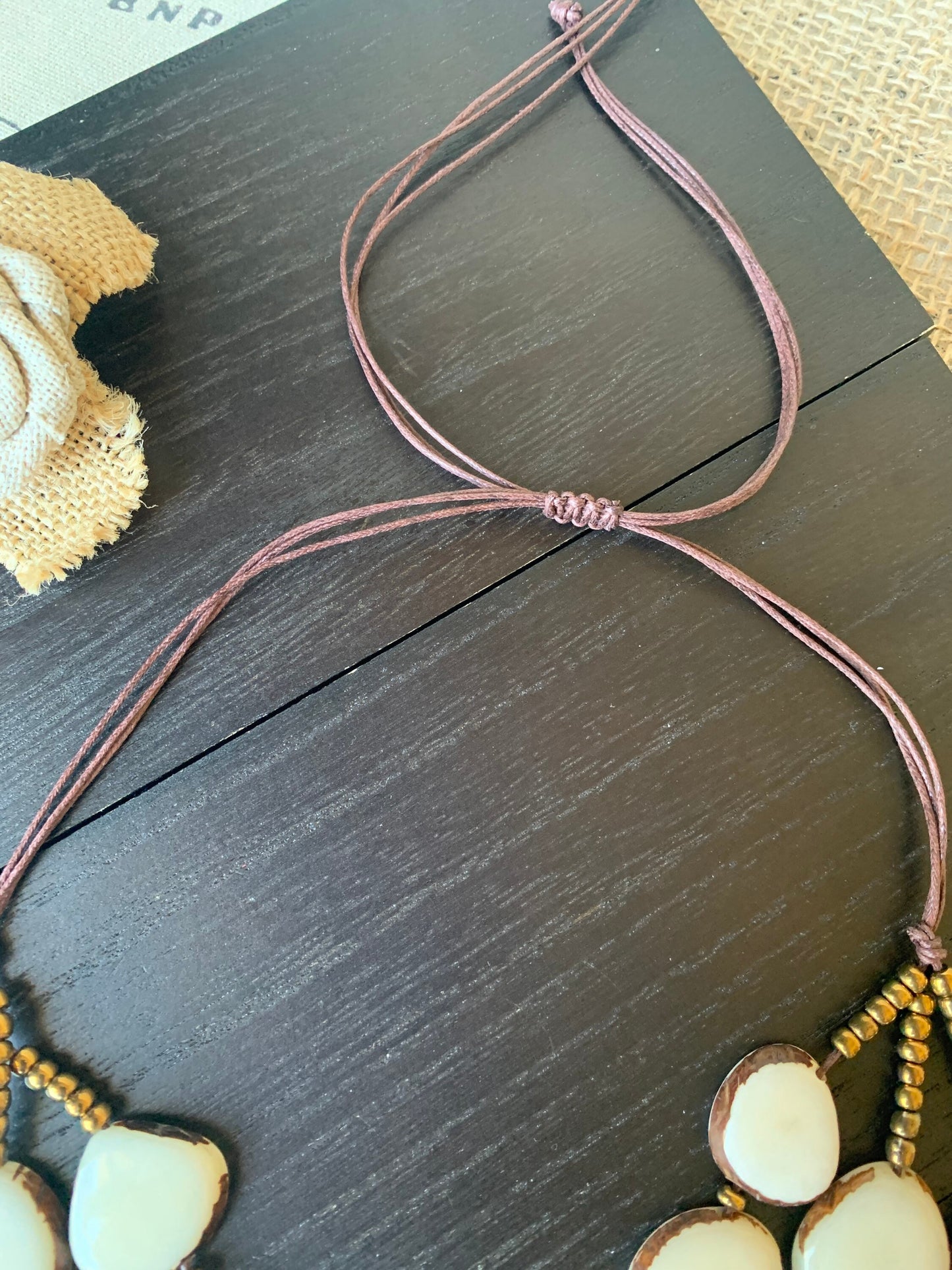 Ivory white fashion triple layer necklace Tagua jewelry 14 year wedding anniversary gift Big bold chunky necklace 3 strands adjustable