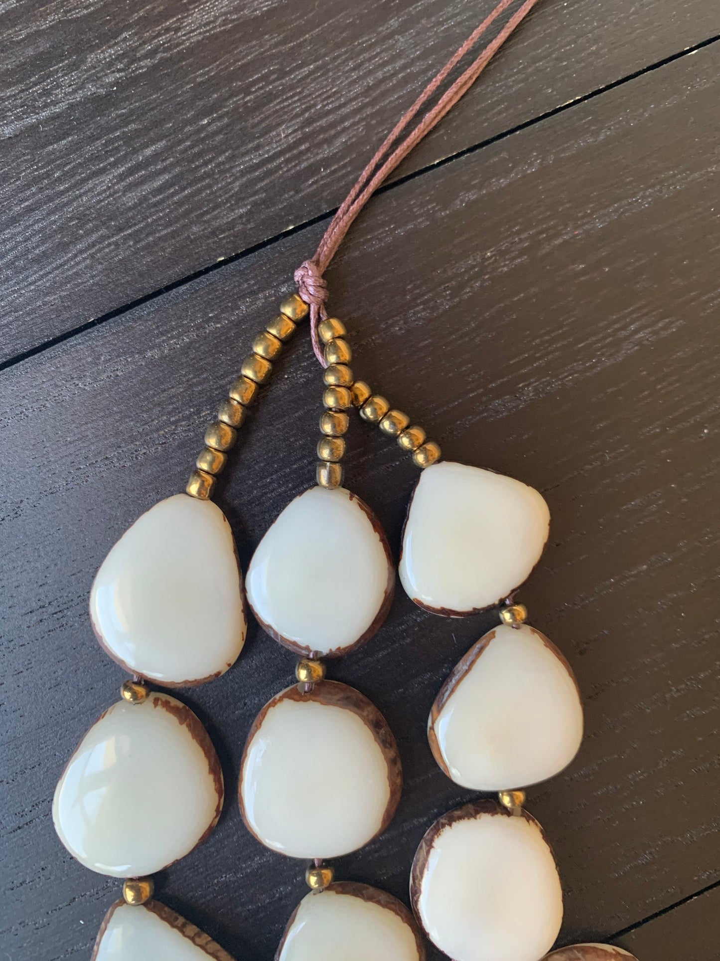 Ivory white fashion triple layer necklace Tagua jewelry 14 year wedding anniversary gift Big bold chunky necklace 3 strands adjustable