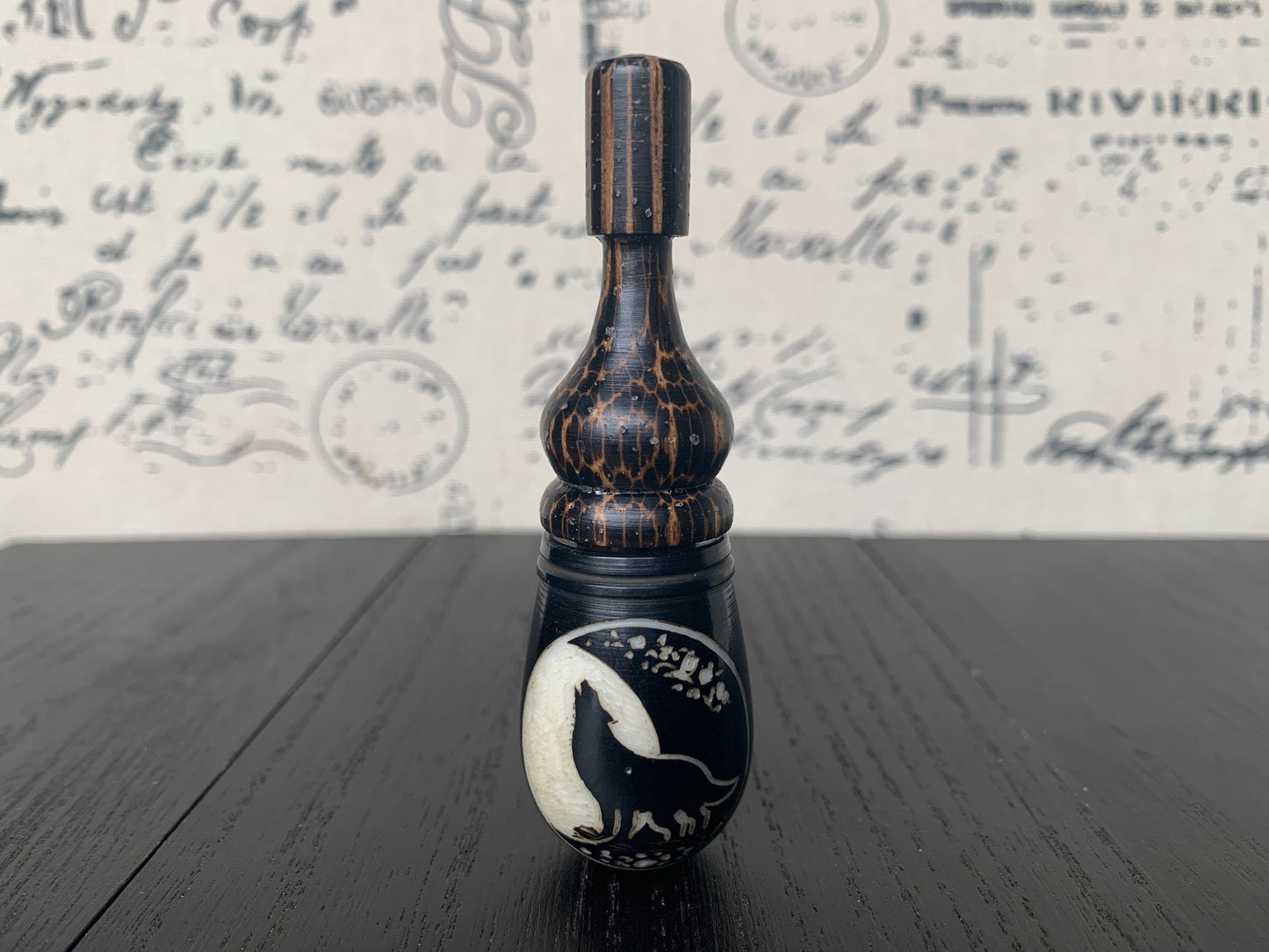 Howl at the moon smoking pipe Handmade tagua nut and wood pocket pipe One of a kind tribal hand pipe Natural Organic Gift ideas for smokers