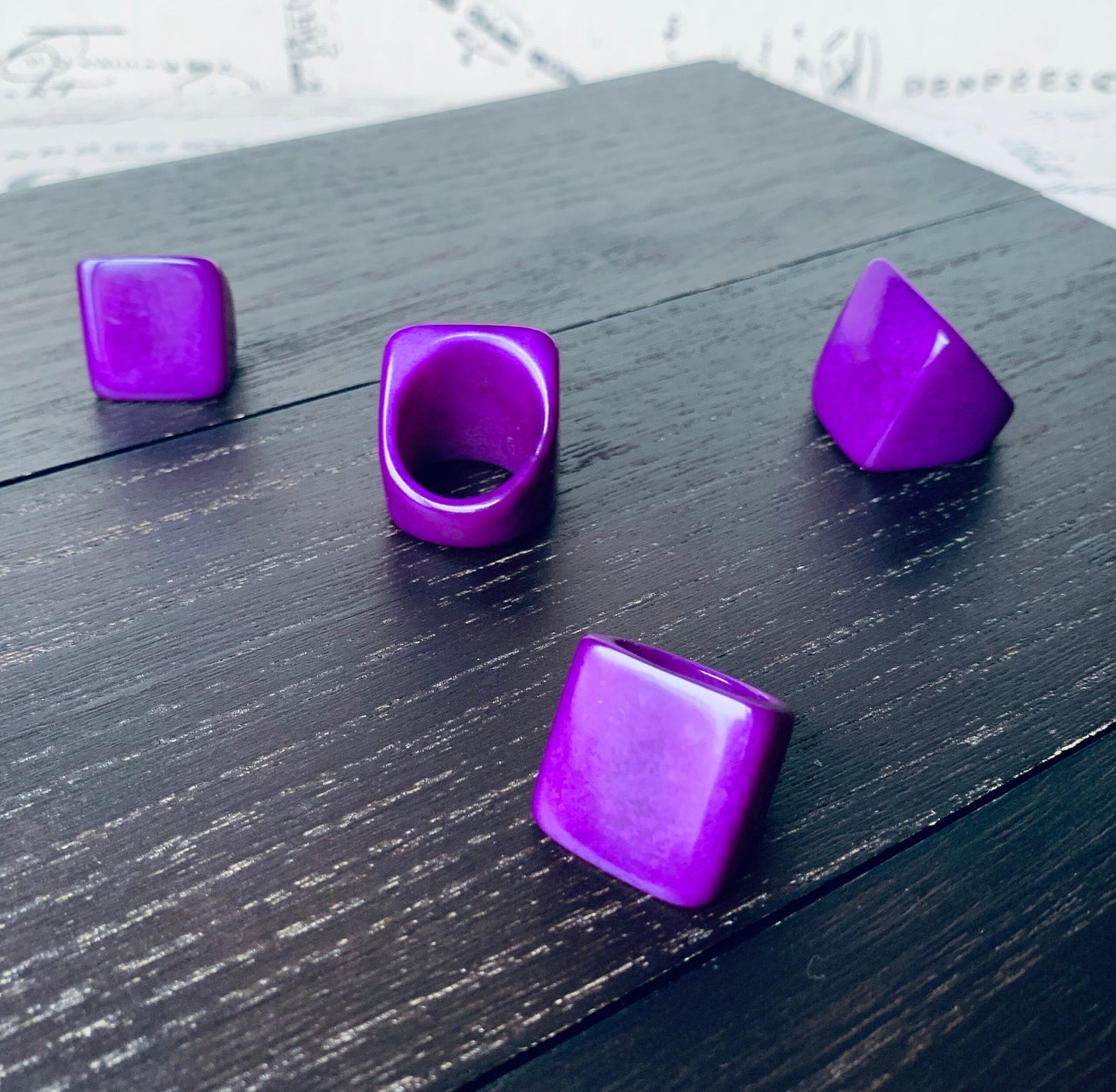 Tagua nut ring purple Unusual fashion jewelry Spring style Big bold cocktail ring Statement large Anniversary gift women Huge oversized ring