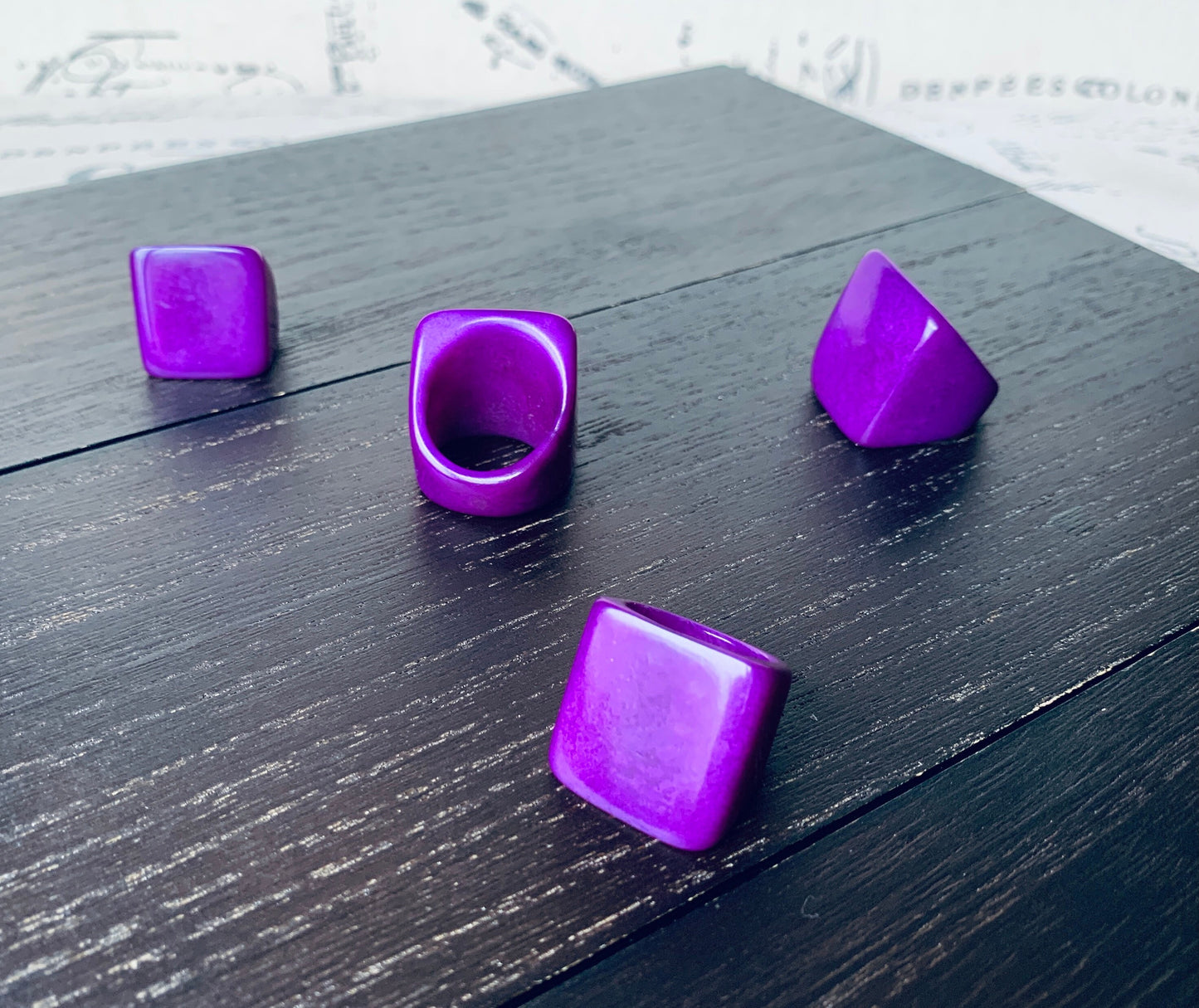 Tagua nut ring purple Unusual fashion jewelry Spring style Big bold cocktail ring Statement large Anniversary gift women Huge oversized ring
