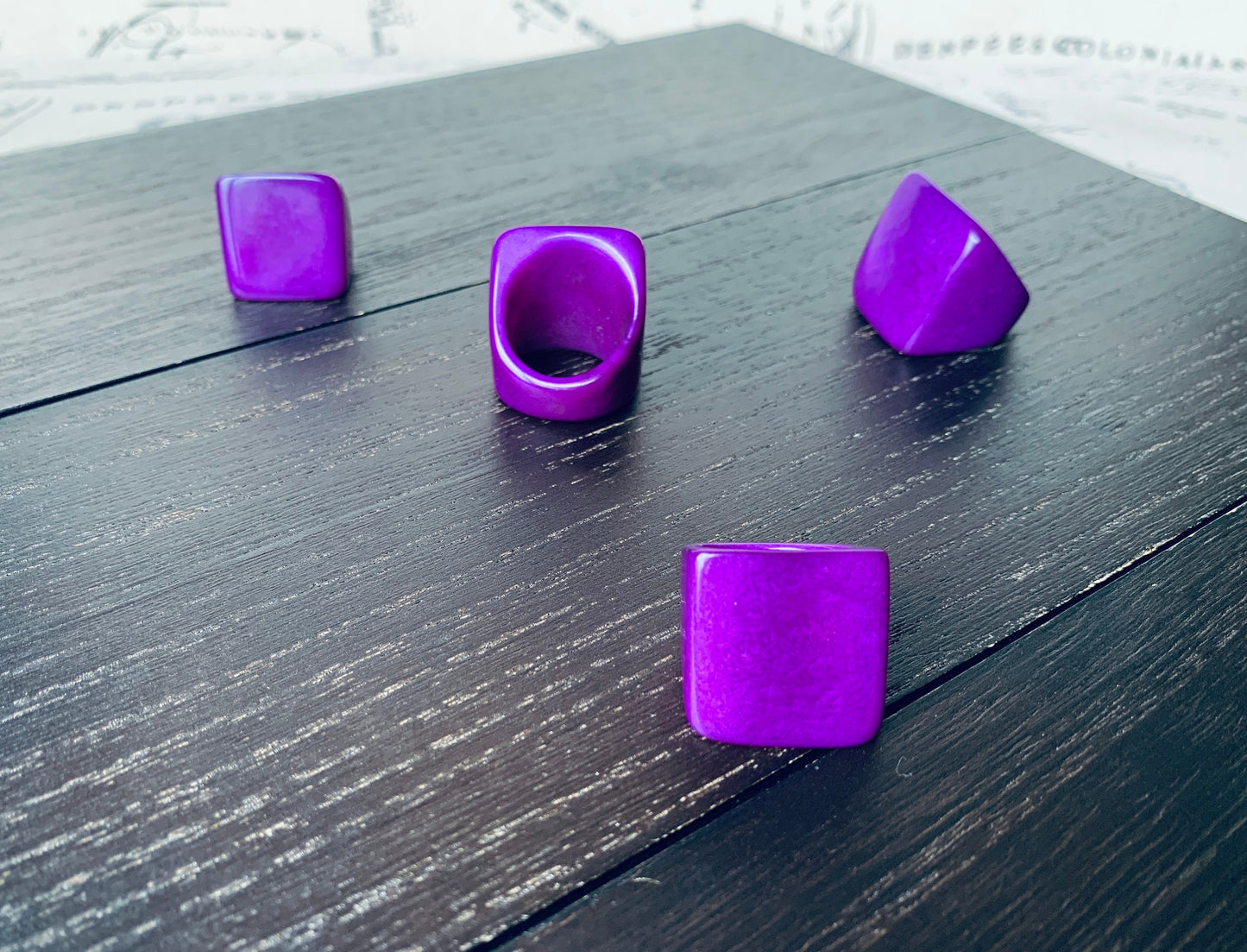 Tagua nut ring purple Unusual fashion jewelry Spring style Big bold cocktail ring Statement large Anniversary gift women Huge oversized ring