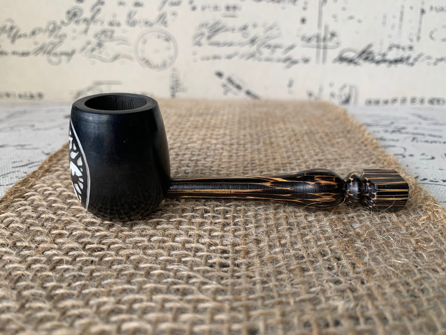 Tree of life smoking pipe Handcrafted smoking bowl Tagua nut Unique tribal hand pipe Shamanic healing tool Hippie style pipe Made in Ecuador