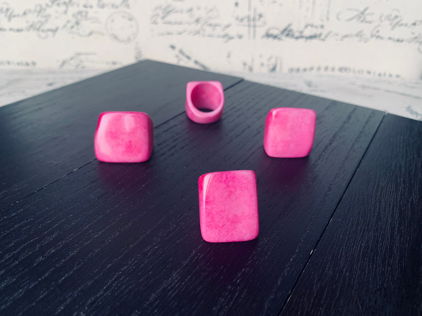 Tagua nut ring pink Unusual fashion jewelry Fall style Big bold cocktail ring Statement large Anniversary gift women Huge oversized ring