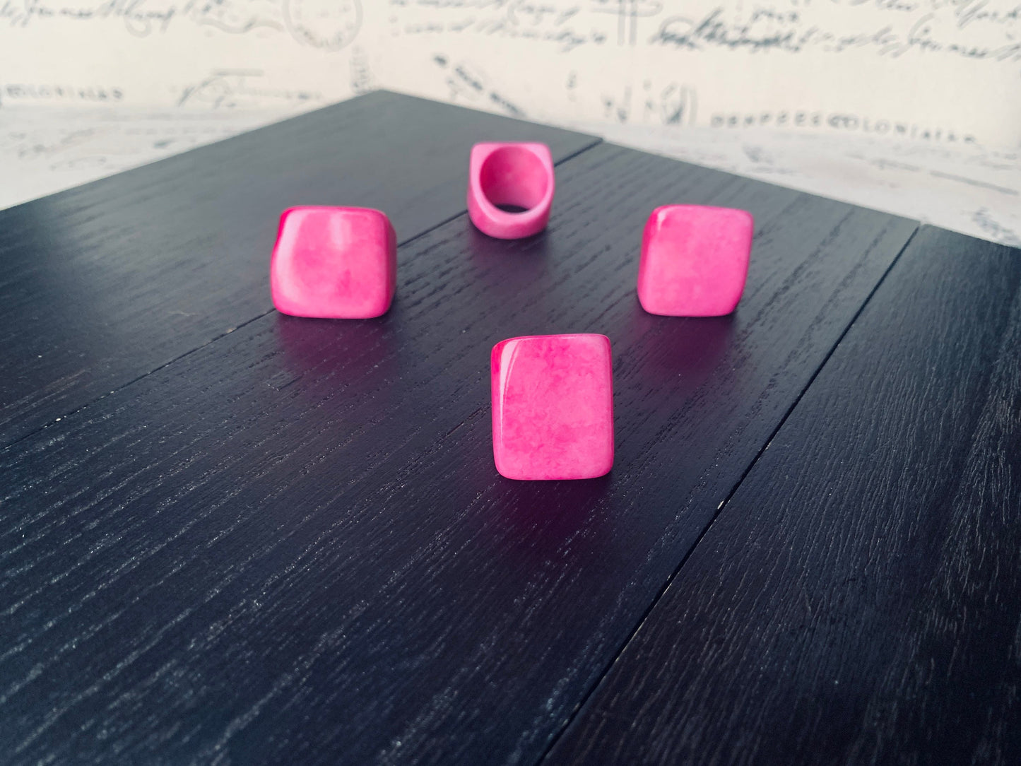 Tagua nut ring pink Unusual fashion jewelry Fall style Big bold cocktail ring Statement large Anniversary gift women Huge oversized ring