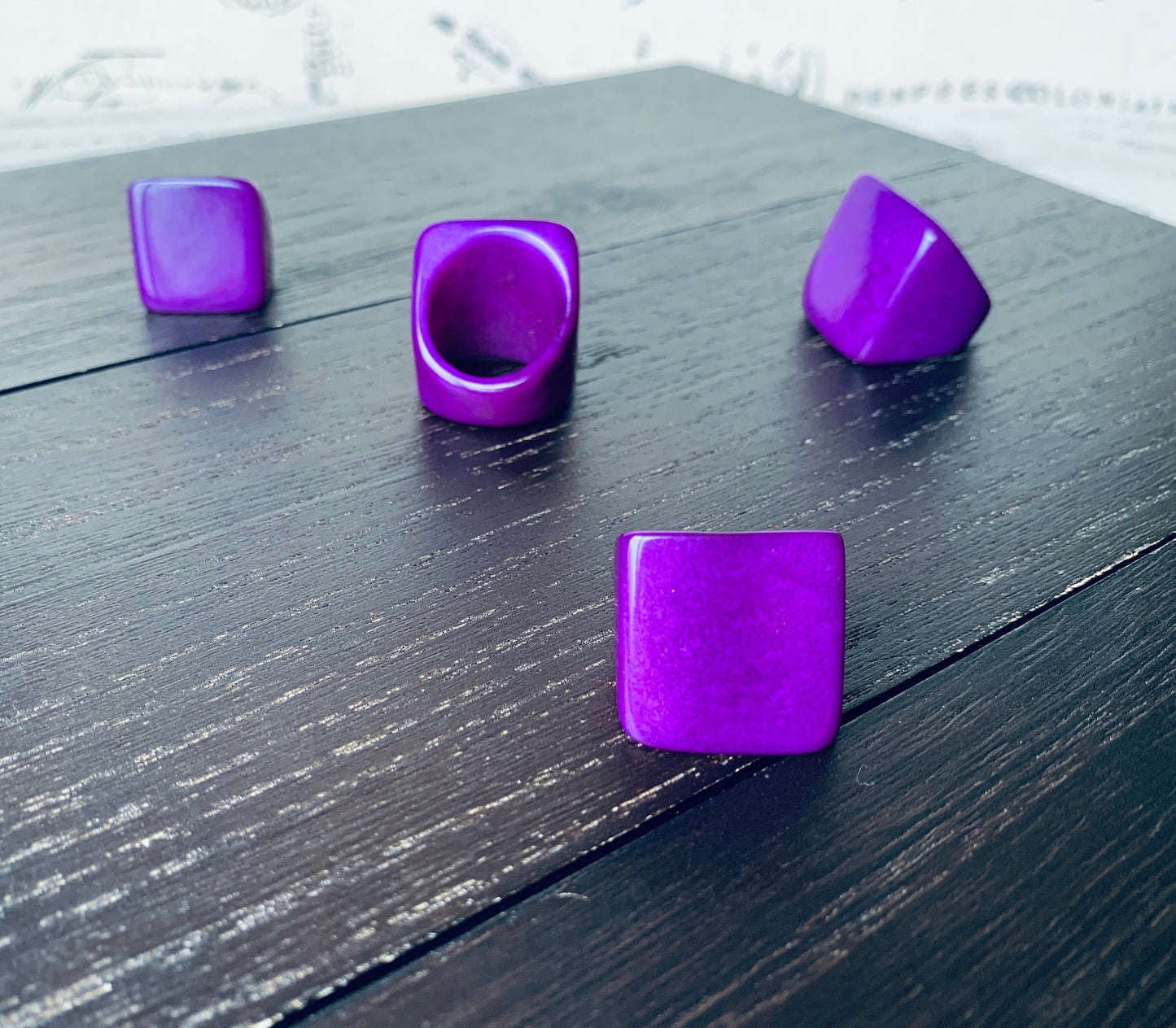 Tagua nut ring purple Unusual fashion jewelry Spring style Big bold cocktail ring Statement large Anniversary gift women Huge oversized ring