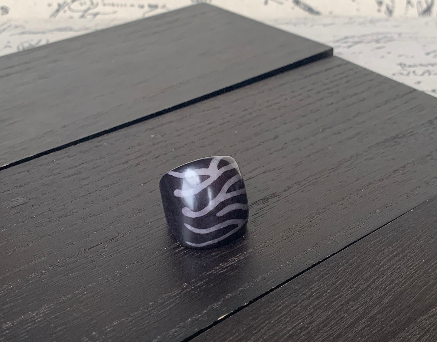 Zebra print statement cocktail ring Tagua nut jewelry Big bold dramatic ring Beach wedding Summer trends Huge oversized rings Beach fashion