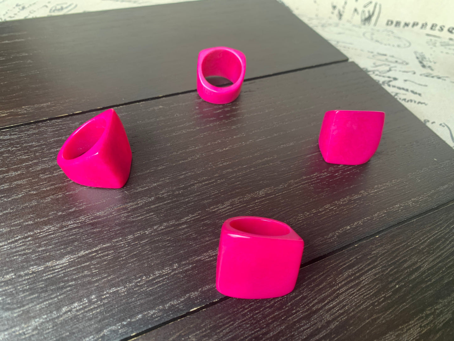 Tagua ring hot pink Unusual fashion jewelry Spring style Big bold cocktail ring Statement large Anniversary gift women Huge oversized ring