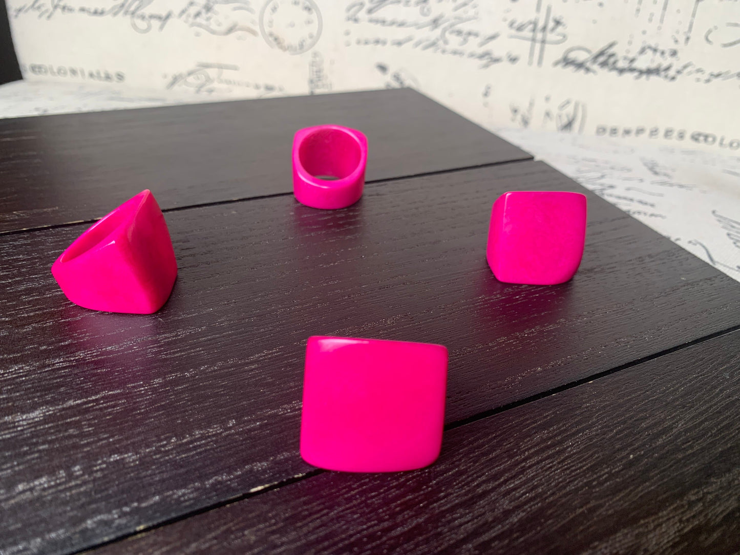 Tagua ring hot pink Unusual fashion jewelry Spring style Big bold cocktail ring Statement large Anniversary gift women Huge oversized ring
