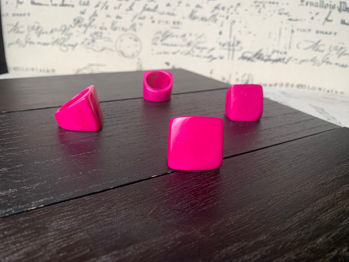 Tagua ring hot pink Unusual fashion jewelry Spring style Big bold cocktail ring Statement large Anniversary gift women Huge oversized ring