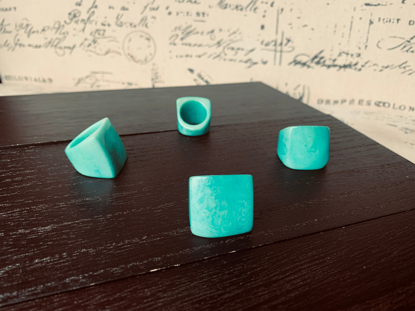 Tagua nut ring turquoise green Unusual fashion jewelry Big bold cocktail ring Statement large Anniversary gift women Huge oversized ring