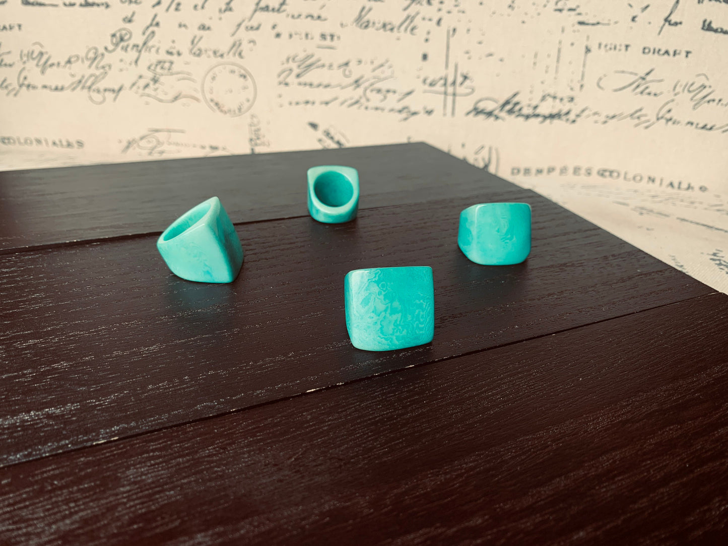 Tagua nut ring turquoise green Unusual fashion jewelry Big bold cocktail ring Statement large Anniversary gift women Huge oversized ring