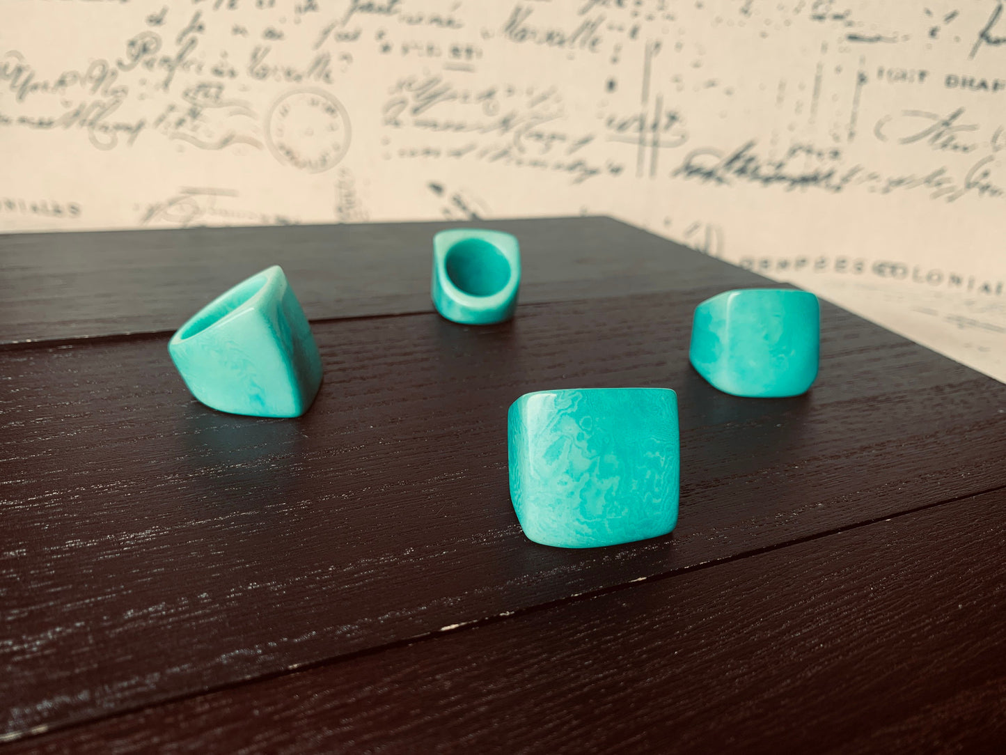 Tagua nut ring turquoise green Unusual fashion jewelry Big bold cocktail ring Statement large Anniversary gift women Huge oversized ring