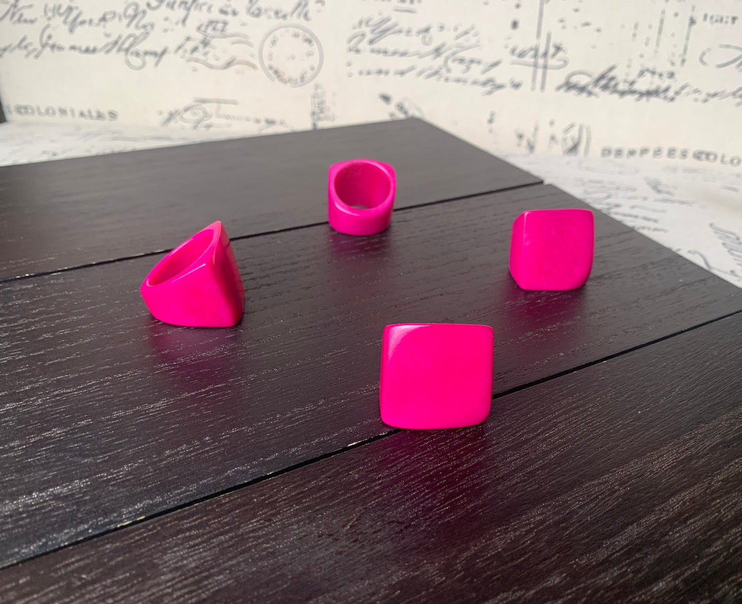 Tagua ring hot pink Unusual fashion jewelry Spring style Big bold cocktail ring Statement large Anniversary gift women Huge oversized ring