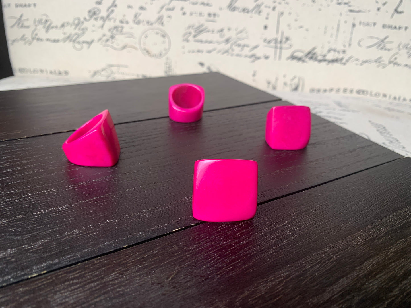 Tagua ring hot pink Unusual fashion jewelry Spring style Big bold cocktail ring Statement large Anniversary gift women Huge oversized ring