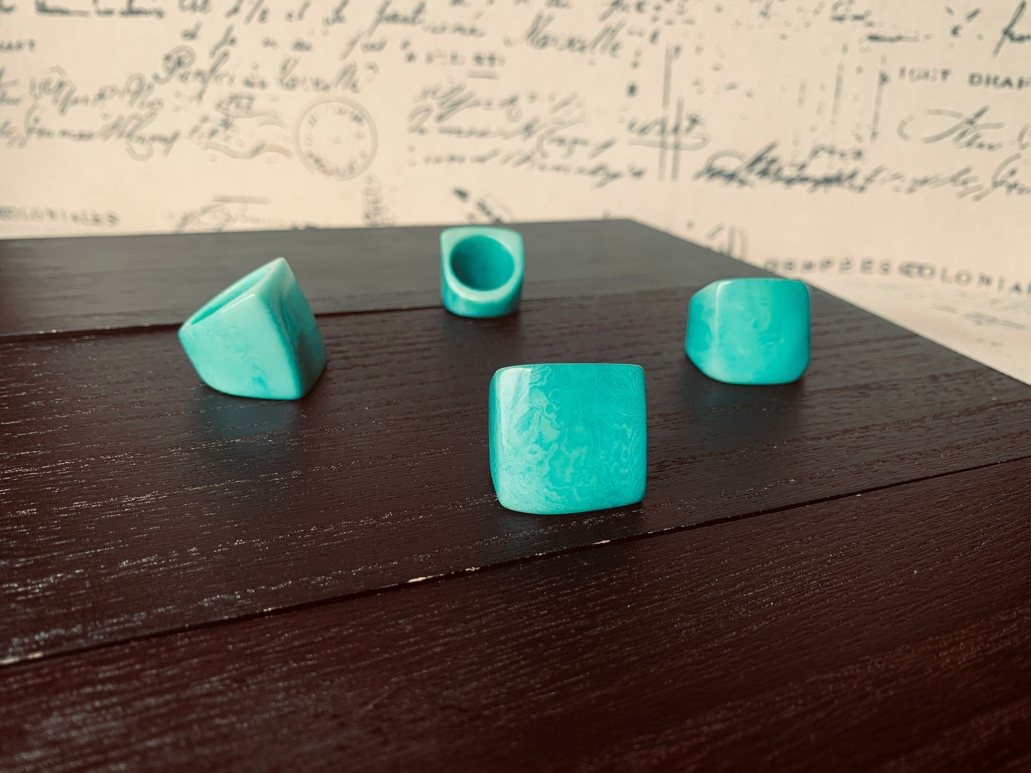 Tagua nut ring turquoise green Unusual fashion jewelry Big bold cocktail ring Statement large Anniversary gift women Huge oversized ring