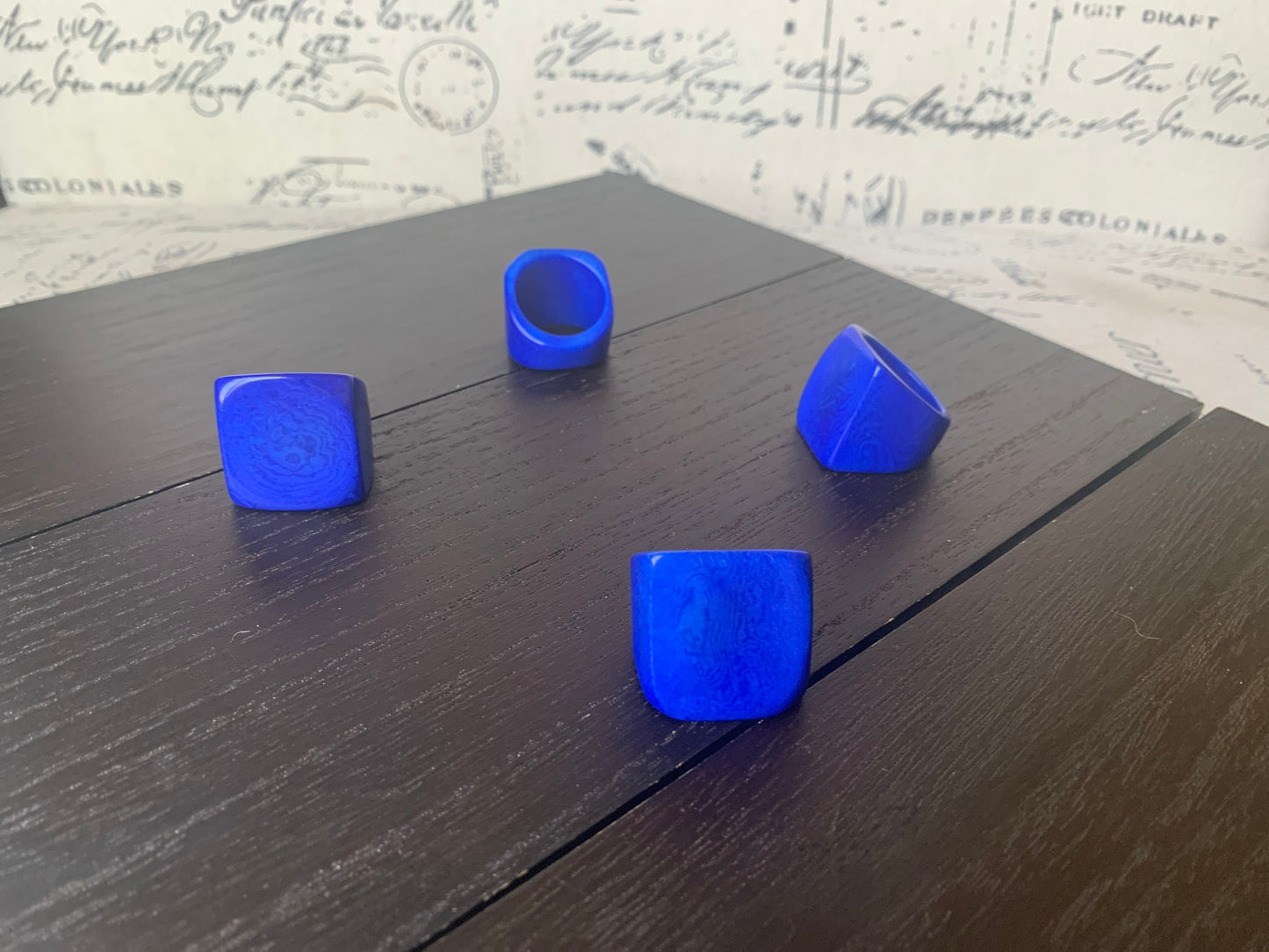 Blue Tagua nut ring Unusual fashion jewelry Spring style Big bold cocktail ring Statement large Mother's day gift Huge oversized ring Unisex