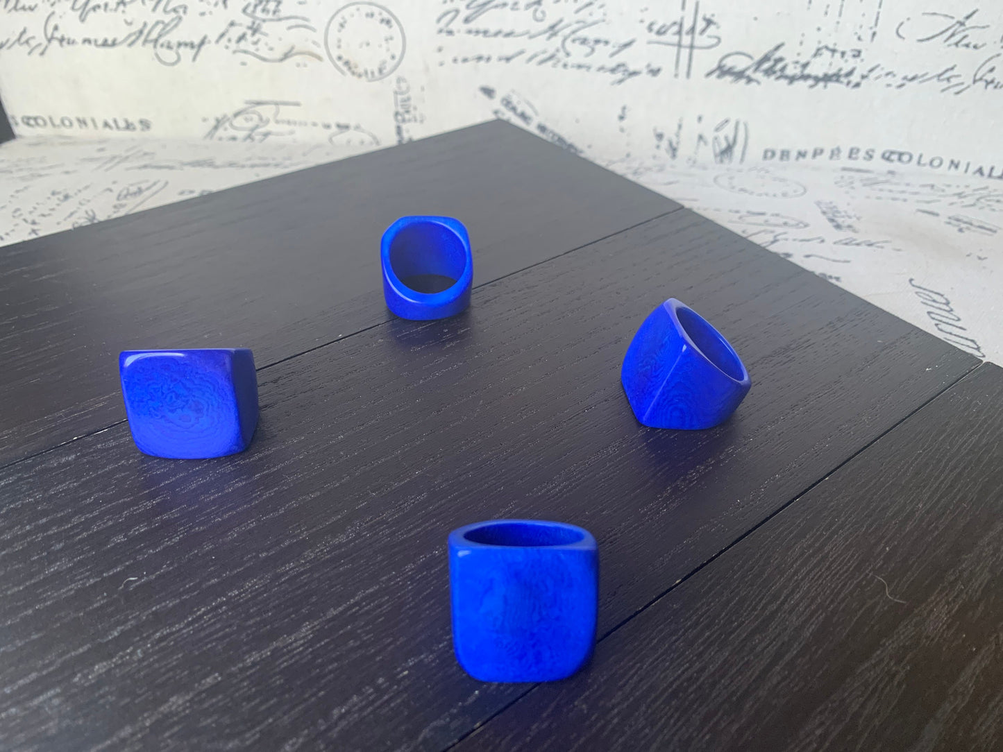 Blue Tagua nut ring Unusual fashion jewelry Spring style Big bold cocktail ring Statement large Mother's day gift Huge oversized ring Unisex