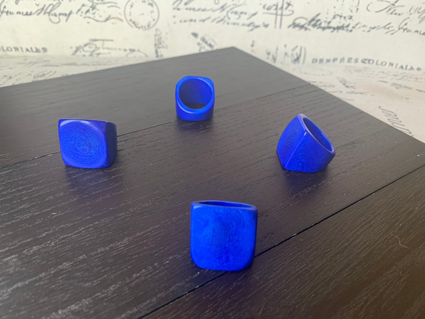 Blue Tagua nut ring Unusual fashion jewelry Spring style Big bold cocktail ring Statement large Mother's day gift Huge oversized ring Unisex